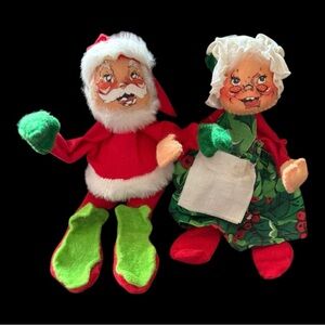 Vintage Annalee Mobilitee Santa and Mrs Claus 1963 & 1970 Christmas Decor